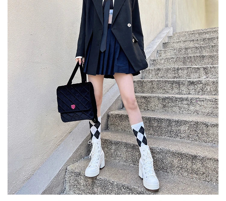 Women Platform Sneakers Luxury Brand  Women Boots Fashion Outdoor Skateboard Shoes Women High Top Canvas Sneaker Plus Size 36-42