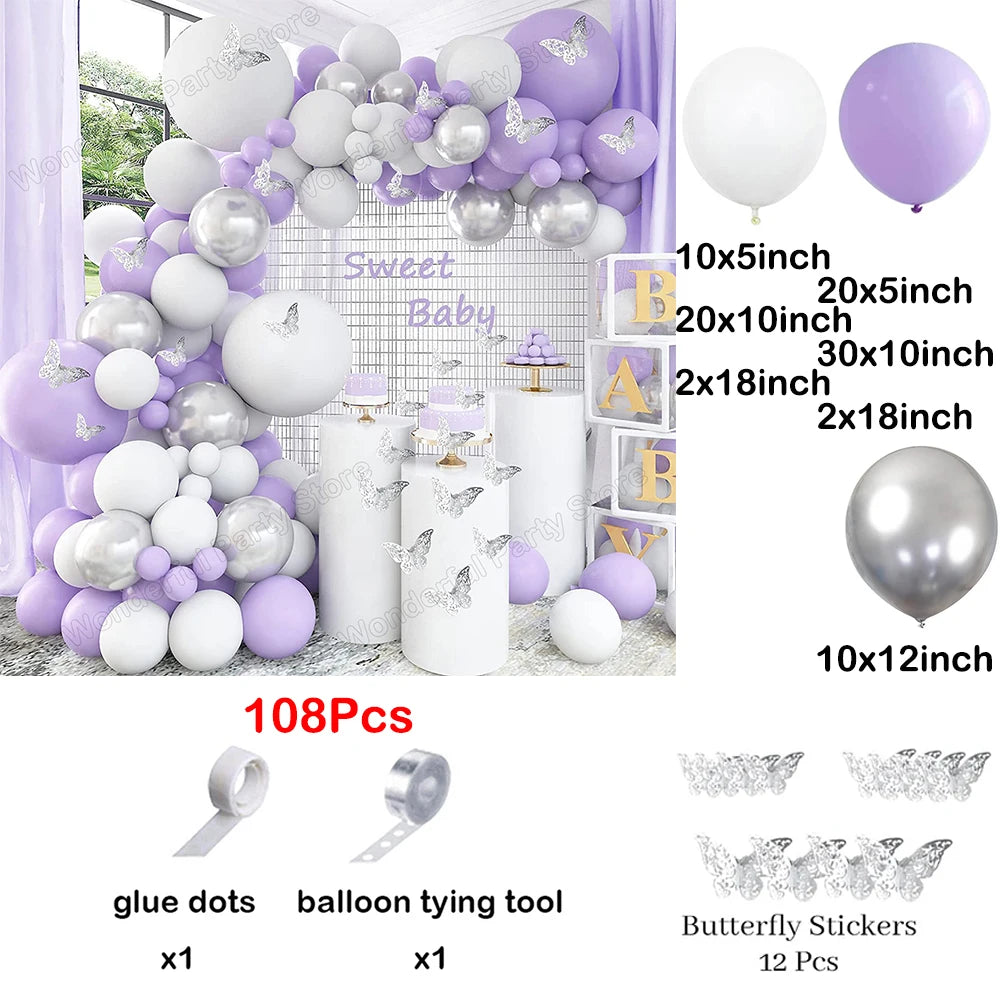139 Stücke Dunkellila Licht Ballon Girlande Bogen Kit Metall Lila Gold Latex Ballons Hochzeit Party Braut Baby Dusche Geburtstag Dezember