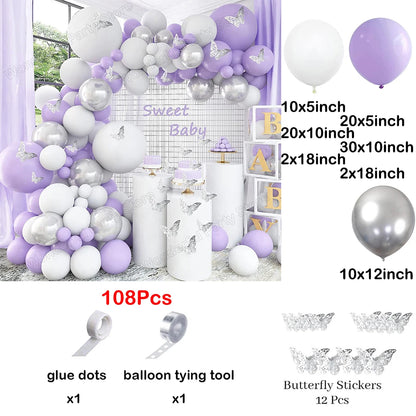 139 Stücke Dunkellila Licht Ballon Girlande Bogen Kit Metall Lila Gold Latex Ballons Hochzeit Party Braut Baby Dusche Geburtstag Dezember