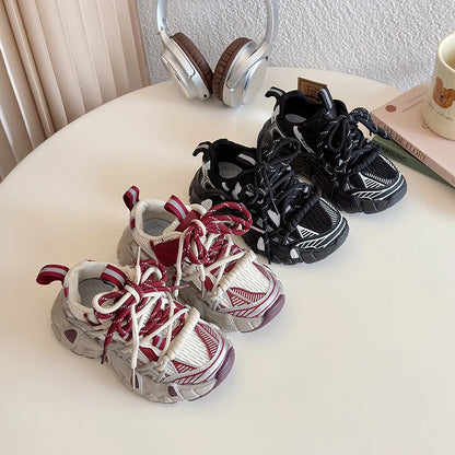 Kids Sneakers for Girls 2025 New Toddlers Causal Shoes Spring Autumn Chunky Versatile Children School Basketball Shoes Non-slip.