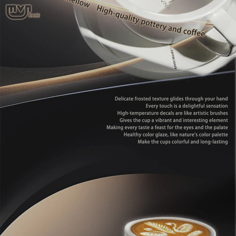 MUVNA Coffee and tea tools Cups 280ml/for Latte,Hot Tea,Cappuccino,Mocha,Cocoa,White/Cup and Saucer Set/Ceramic Latte Coffee Cup.