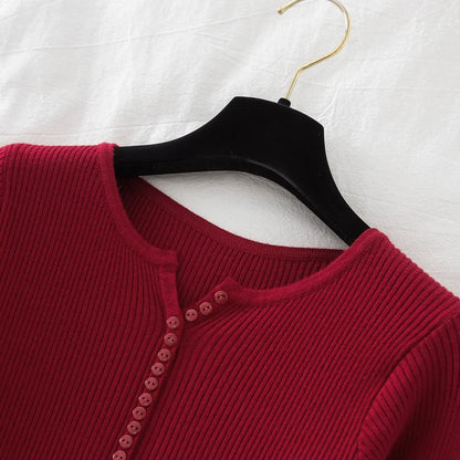 2026 weibliche Casual Tops Pullover Frauen Herbst Winter Gestrickte Dünne Pullover Feste Taste Volle Hülse V-ausschnitt Pullover