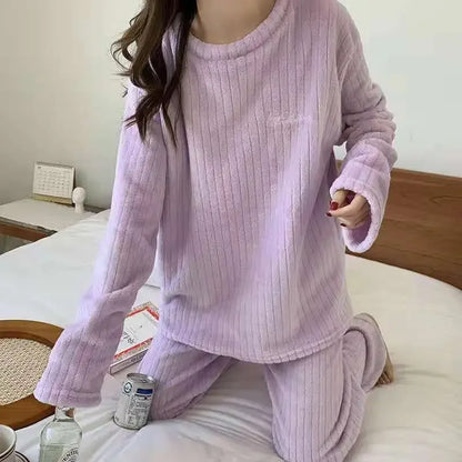 Winter frauen Neue Pyjamas Korallen Samt Casual Pyjamas Gepolsterte Loungewear Loungewear Sets Warme Kleidung Für Herbst Und Winter
