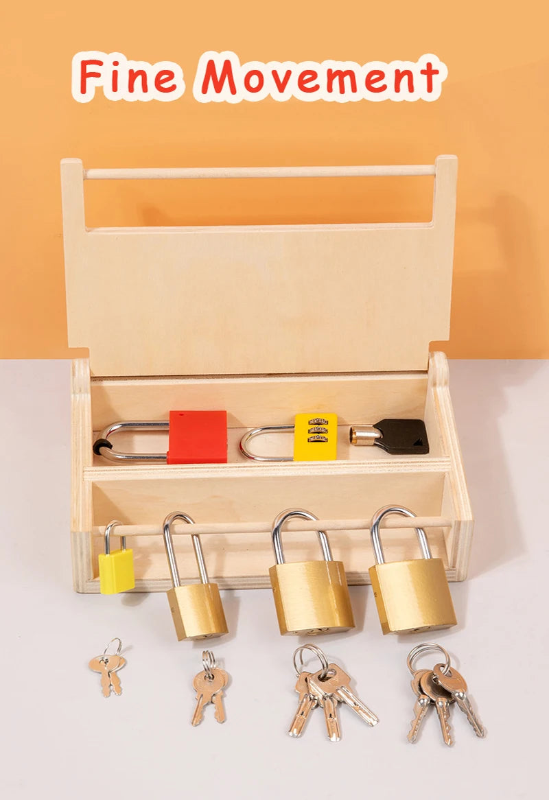 Montessori Unlocking Toys Learning Locks With Keys Children Educational Game Fine Motor Training Sensory Materials Teaching Aids.