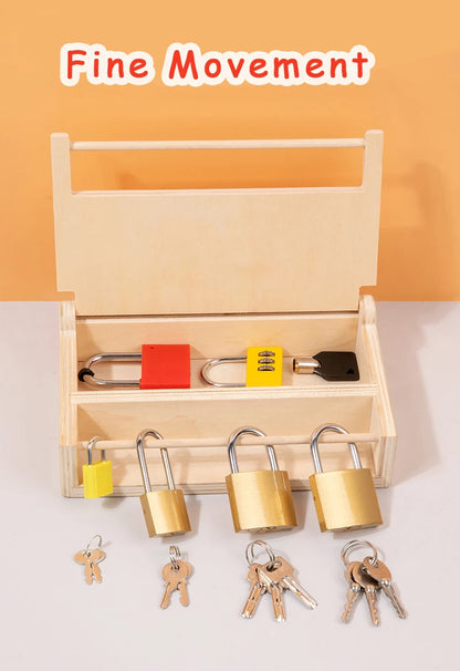 Montessori Unlocking Toys Learning Locks With Keys Children Educational Game Fine Motor Training Sensory Materials Teaching Aids.