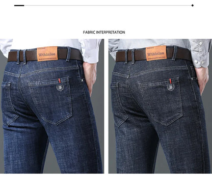 Male  All-match Brand Trousers Four Season Men's High Quality Jeans  Business Casual High Waist Denim Pants Simplicity Cool.