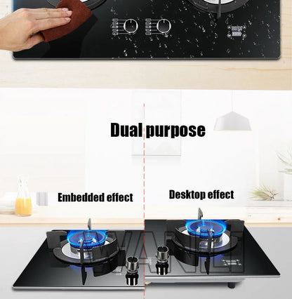 DC330 Gas Stove Household Desktop Embedded Double Stove Natural Gas Liquefied Gas Stove/Toughened Glass Panel