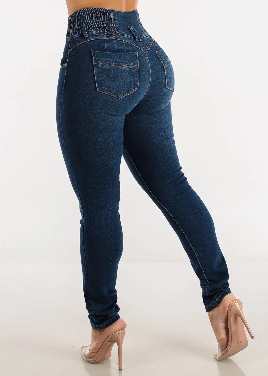 Jeans-Bleistifthose für Damen, 2025, dünne Hose, hohe Taille, Stretch, gewaschen, Distressed-Taschen, Knöpfe, Vintage-Denim, Streetwear.