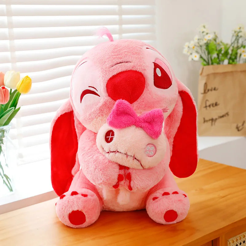 20-40cm Anime Cartoon Pink Angel Series Lilo & Stitch Doll Cute Hug Duck Stitch Plush Toy Soft Stuffed Kawaii Kid Birthday Gift