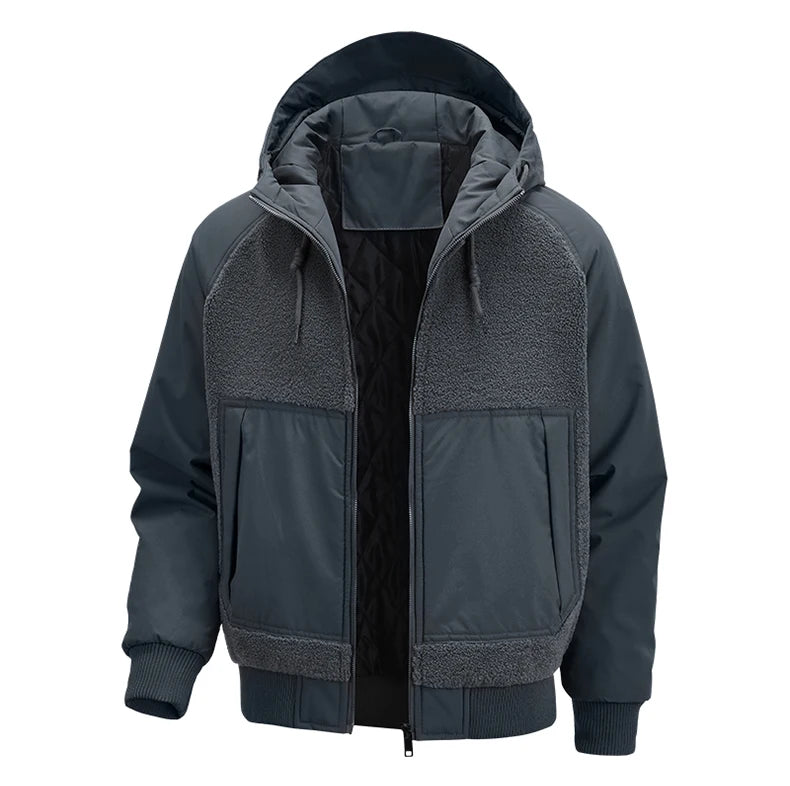 Outdoor Hiking Jacket Winter Fleece Windproof Camping Fishing Hooded Jacket Male Thick Warm Trekking Climbing Skiing Casual Coat.