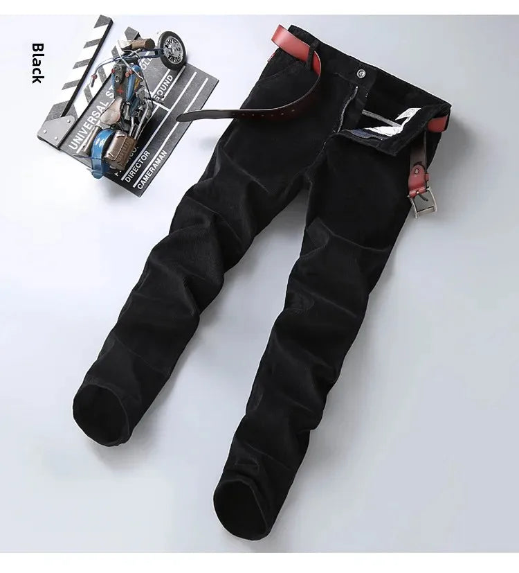 Herren Cord-Freizeithose, gerades Bein, lockere Passform, Jugend, Winter, dicke warme Samt-Jogginghose, Jogginghose, Baggy-Jogginghose