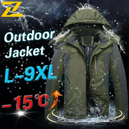 Winter Jacket Men Thick Fleece Waterproof Outwear unload Jackets Men's Windbreaker Army green Parka Raincoat Coats Plus Size 9XL.