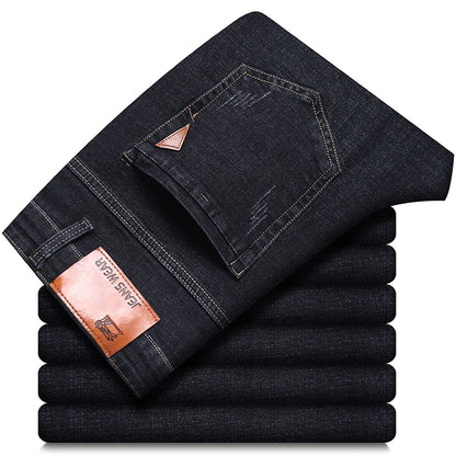 2025 frühling männer Jeans Hohe Qualität Klassischen Stil Business-Mode Schwarz Blau Slim-fit Denim Hosen Männliche Marke casual Hosen.