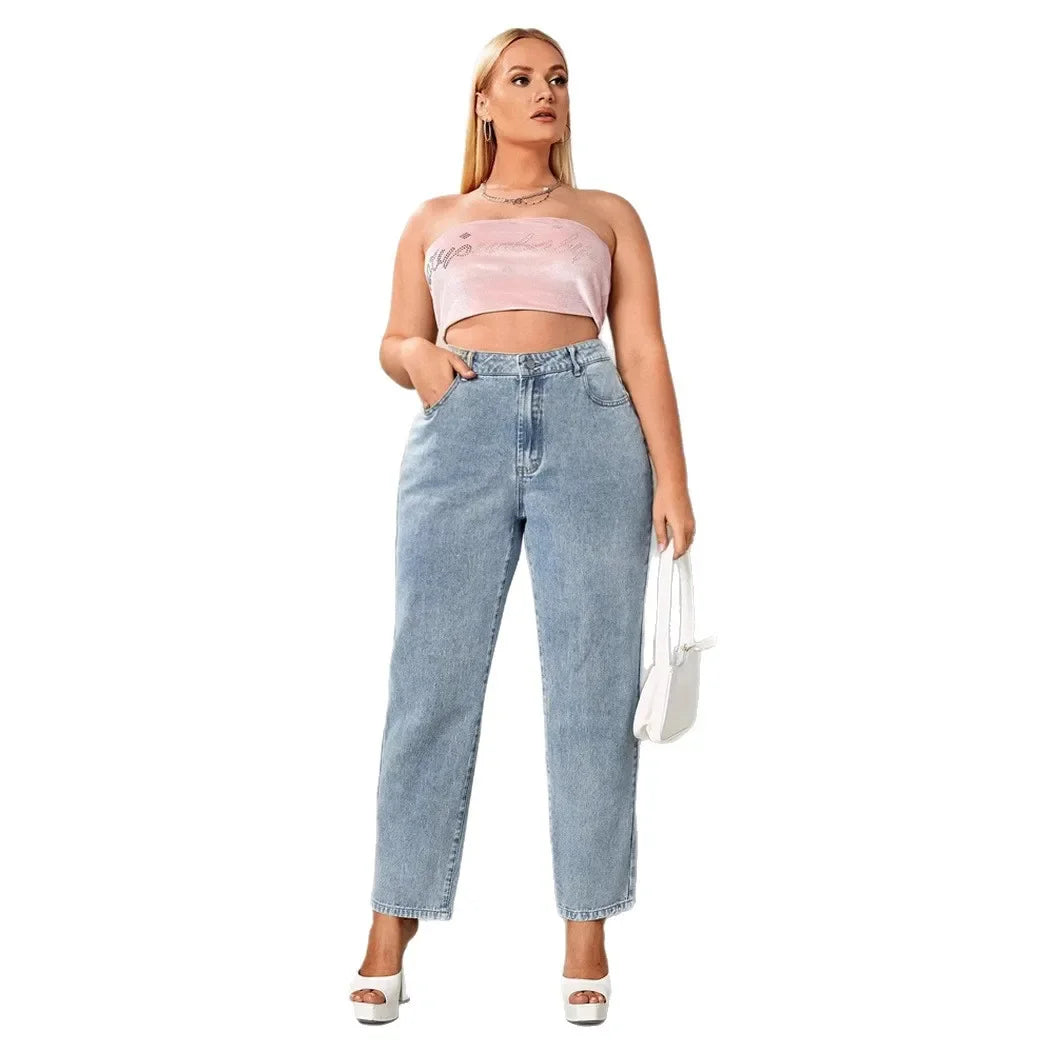 High Waist Wide Leg Women's Jeans Russian Style New 2025 Extended Version Fashionable Comfortable Female Clothing.