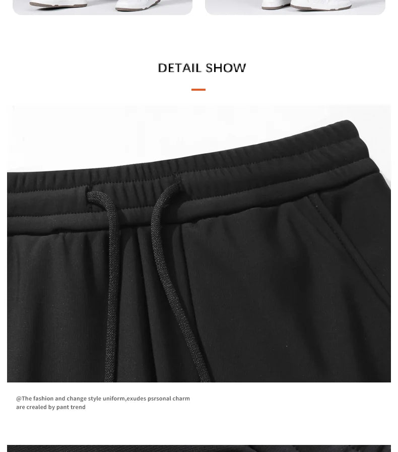 M-9XL Plus Velvet Trousers Men's Plus Size Autumn and Winter Thickened Casual Sports Pants Fat Mid-high Waist Solid Color Pants.