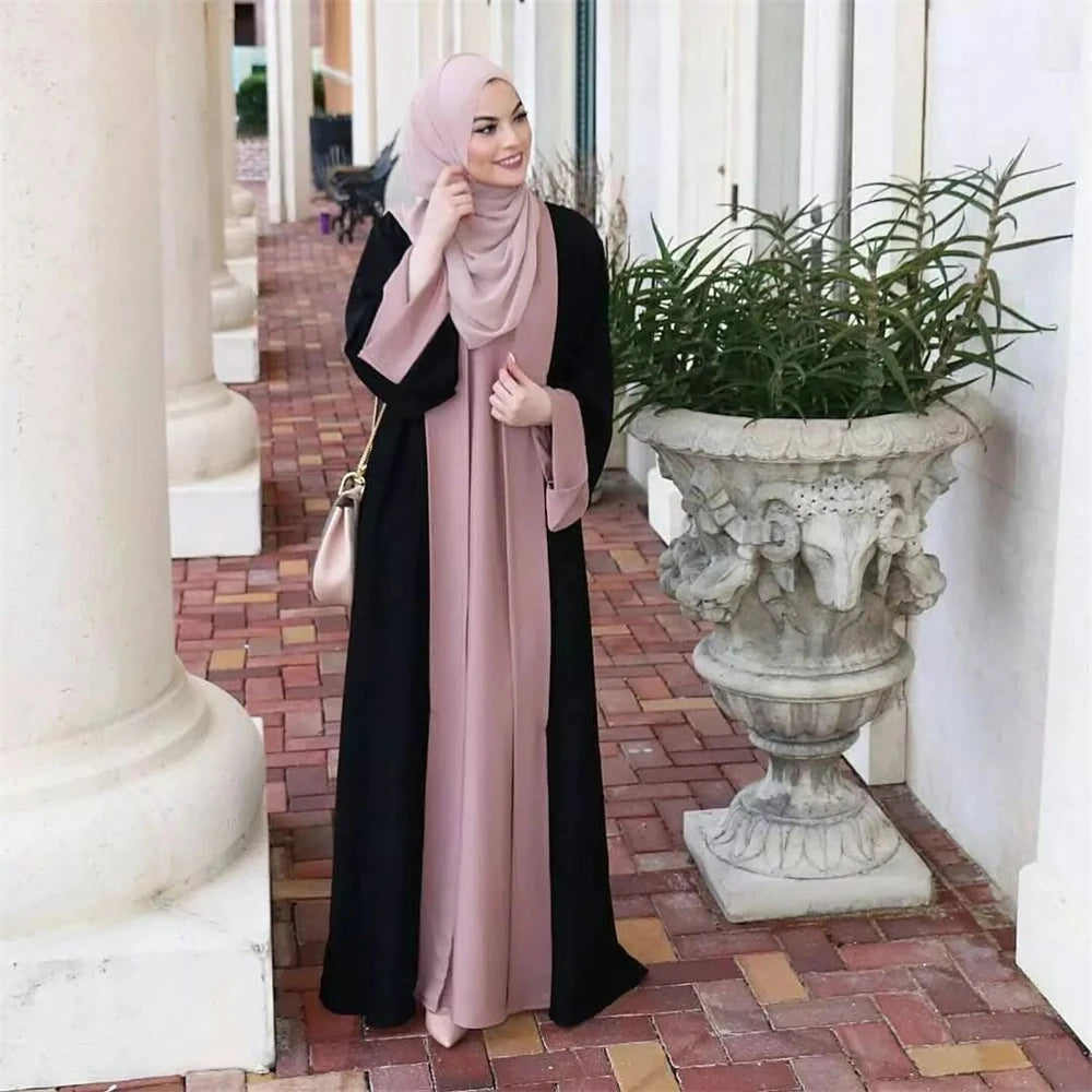 Ramadan Eid Muslimischen Abaya Dubai Luxus Spleißen Gefälschte Zwei Stücke Abayas Für Frauen Kaftan Modest Kleid Islam Kaftan Marocain Femme.