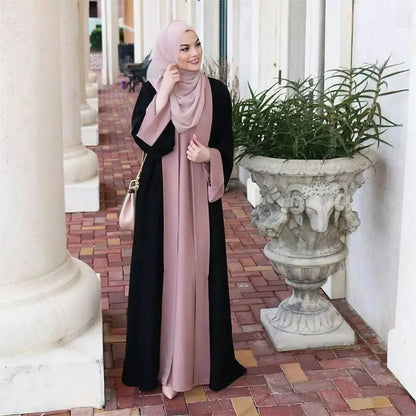 Ramadan Eid Muslimischen Abaya Dubai Luxus Spleißen Gefälschte Zwei Stücke Abayas Für Frauen Kaftan Modest Kleid Islam Kaftan Marocain Femme.