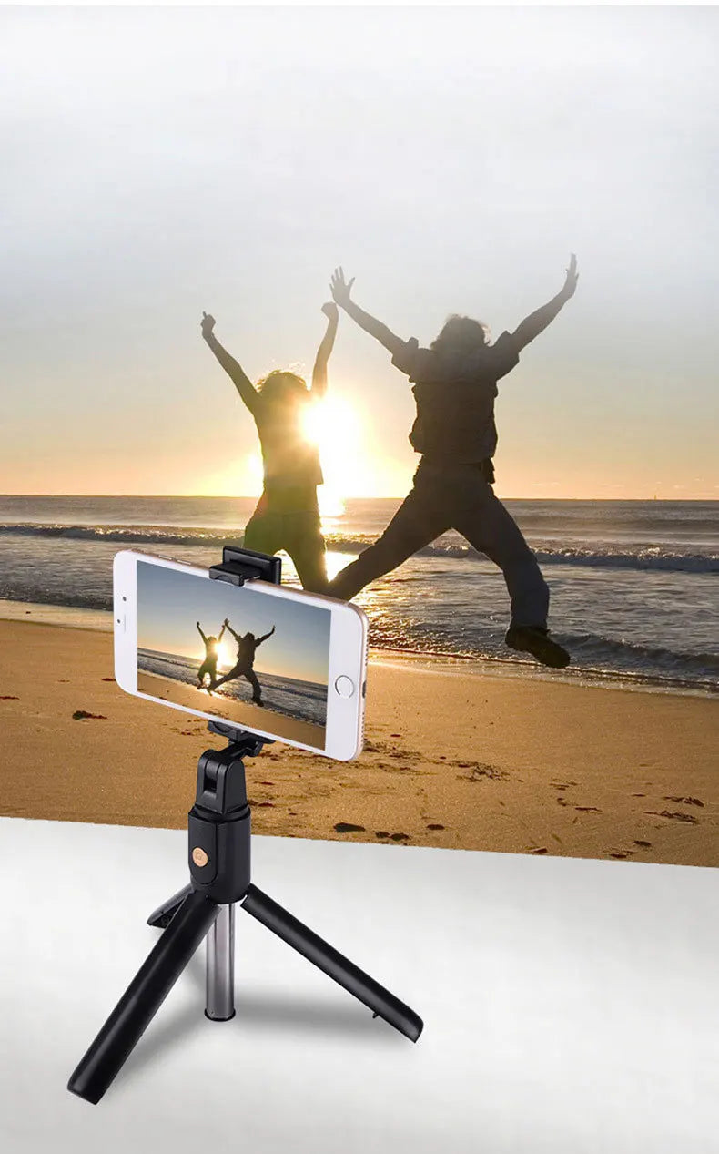 3 In 1 Foldable Portable Selfie Stick Tripods With Shutter Remote Control For iPhone Samsung Xiaomi Phones Live Video Streaming.