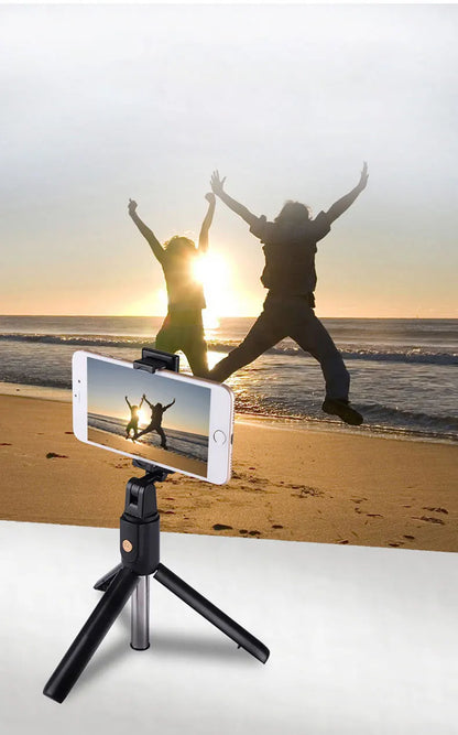 3 In 1 Foldable Portable Selfie Stick Tripods With Shutter Remote Control For iPhone Samsung Xiaomi Phones Live Video Streaming.