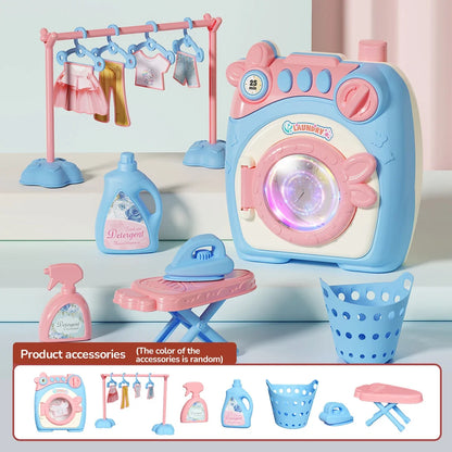 Simulated Kitchen Toy Play Set Miniature Food Pretend Play House Appliance Laundry Cookware Children Role-Playing Toys Girl Game