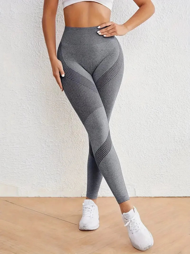 High Waisted Seamless Stretch Athletic Yoga Pants Leggings  Ultra Breathable Quick-Drying for Running Fitness Solid Colors.