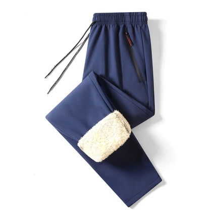 Warme Winter männer Gerade Hosen Stretch Elastische Taille Casual Weiche Jogger Koreanische Klassische Blau Schwarz Grau Marke Hinzufügen Pelz Hosen.