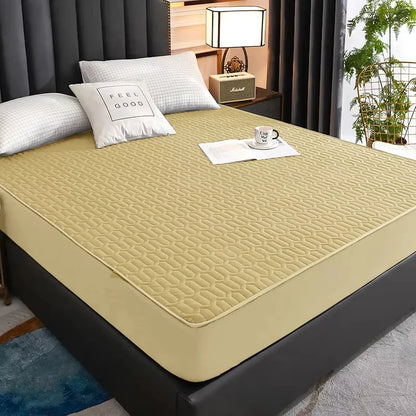 Waterproof Thicken bed Cover Solid color Mattress Protector Skin-Friendly Queen King Double Fitted Sheet Mat 90 140 180x200cm