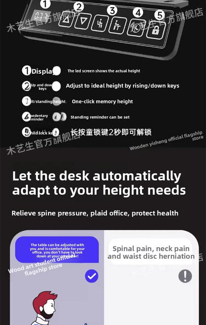 Elektrischer höhenverstellbarer intelligenter Stehschreibtisch, Computer-Workstation, Heimbüro, Gaming-Tisch, Arbeitszimmer, Schreibtisch, Desktop-Computer