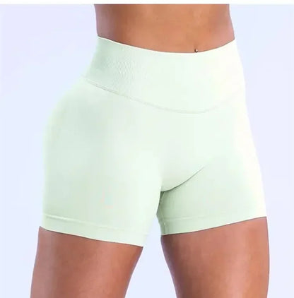 Summer High Waisted Yoga Shorts Women  Fashionable and Sexy Running Fitness Pants Solid Color High Elastic Yoga Leggings.