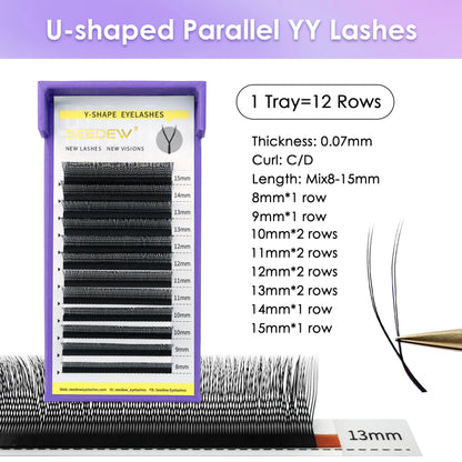 SEEDEW U Shaped 2D/3D/4D/5D Eyelashes Extension Premium Soft False Eyelashes Premade Fan U Lashes.