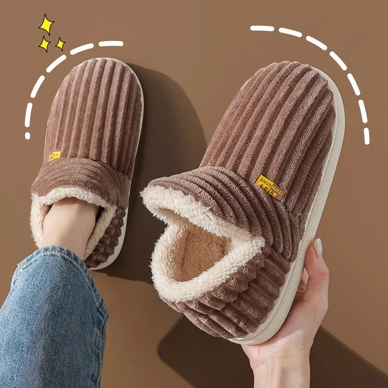 Litfun Warm Plush Fur Slippers For Women Men Winter Indoor Fluffy Warm Fuzzy House Slippers Outdoor Fuzzy Soft Furry Slippers