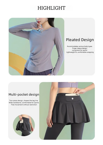 DRUR Autumn Yoga Set 2 Piece Sportswear Outfit Women Long Sleeve Workout Top High Waist Leggings Suit Tennis Sets 2pcs Tracksuit.