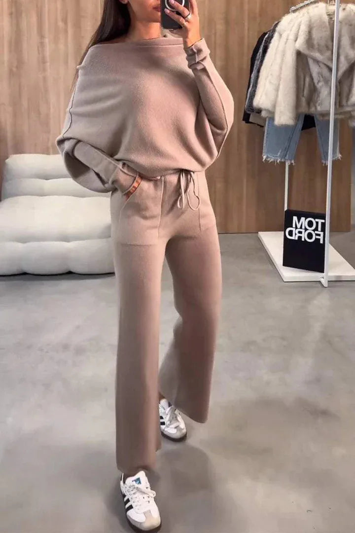 Women Pant Set Two Piece Sets Tracksuit Round Neck Sweatshirts Jogger Lace Up Elastic Waist Long Pants Sport Loose Matching Sets.