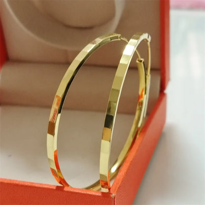 Senlissi - New Fashion18K Gold Plated Hoop Earrings For Women 925 Sterling Silver 2.0mm Fashion Earring Cерьги Kольца 3/4/5/6CM.