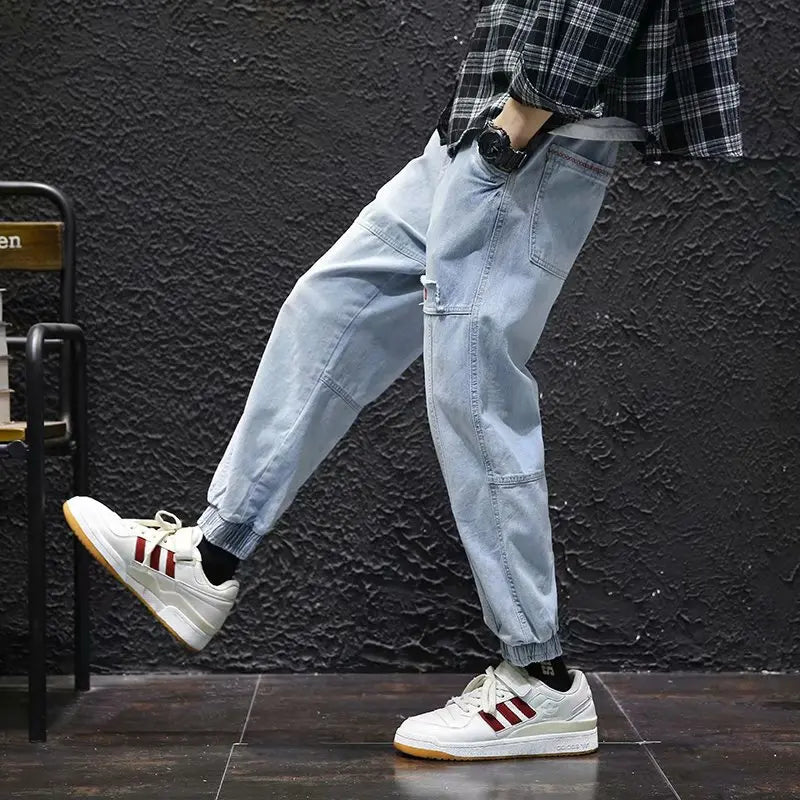 2025 New Streetwear Hip Hop Cargo Pants Men's Jeans Elastic Harun Joggers In Autumn and Spring Men ClothIng.