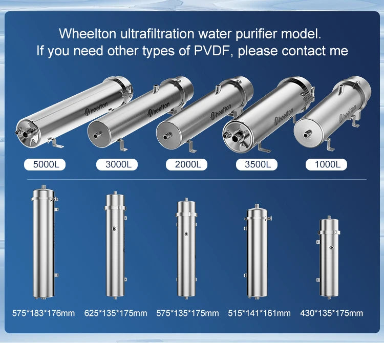 Wheelton PVDF UF 3500L/H Water Purifier Whole House Ultrafiltration Filter 0.01um Filtration SUS304 Drinkable Water.