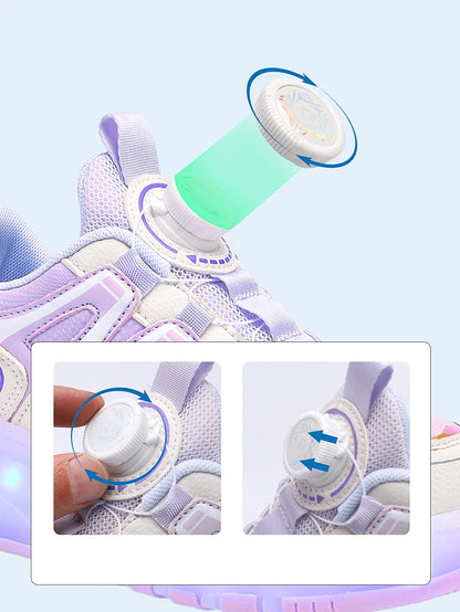 Children Four Wheels Luminous Glowing Sneakers Black Pink Led Light Roller Skate Shoes Kids Led Shoes Boys Girls USB Charging.