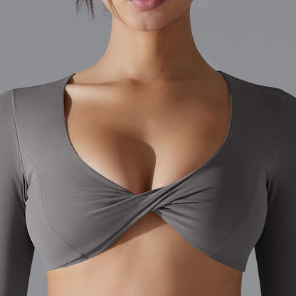 Yoga Long Sleeve Slim Sexy Breathable Quick Drying Sport Brassiere Gym Push Up Shockproof High Intensity Pilates Clothes Women