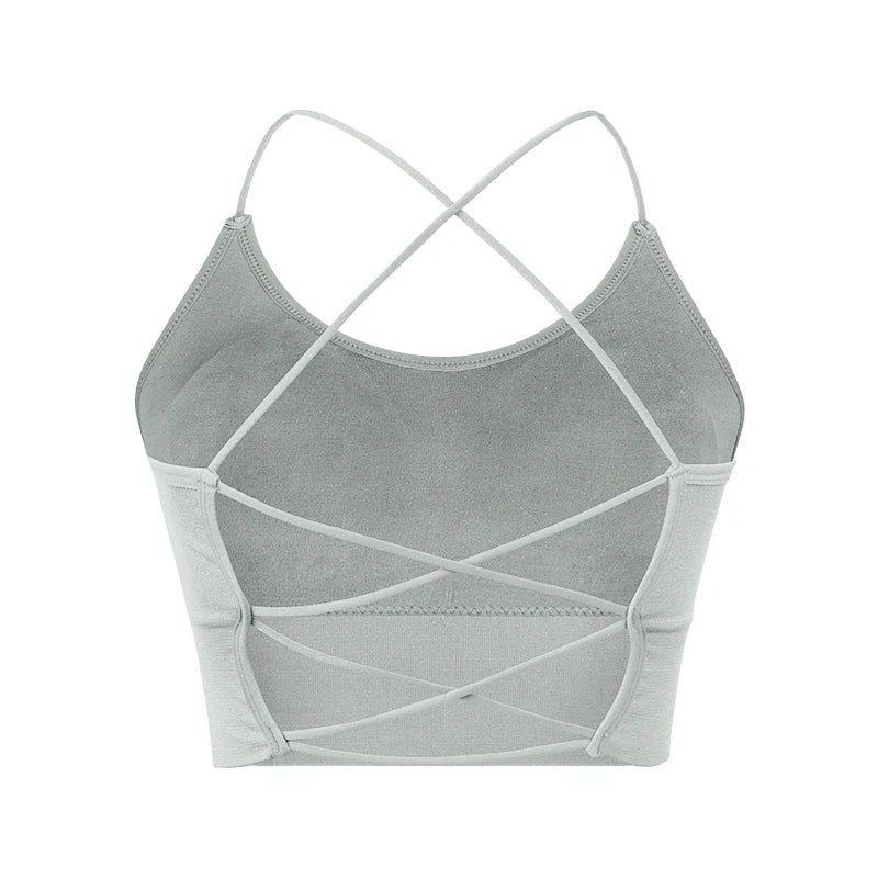 VEQKING Women Cross Strap Sports Bra Top Women Push Up Sport Bra Yoga Gym Crop Top Brassiere Fitness Top Sport Breathable Bras.