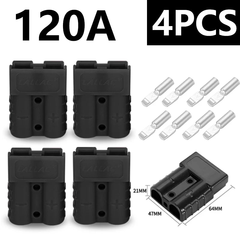 4Pcs Anderson Plug 50A/120A Anderson Connector Power 2 Pin Battery Charging Plug Connector.