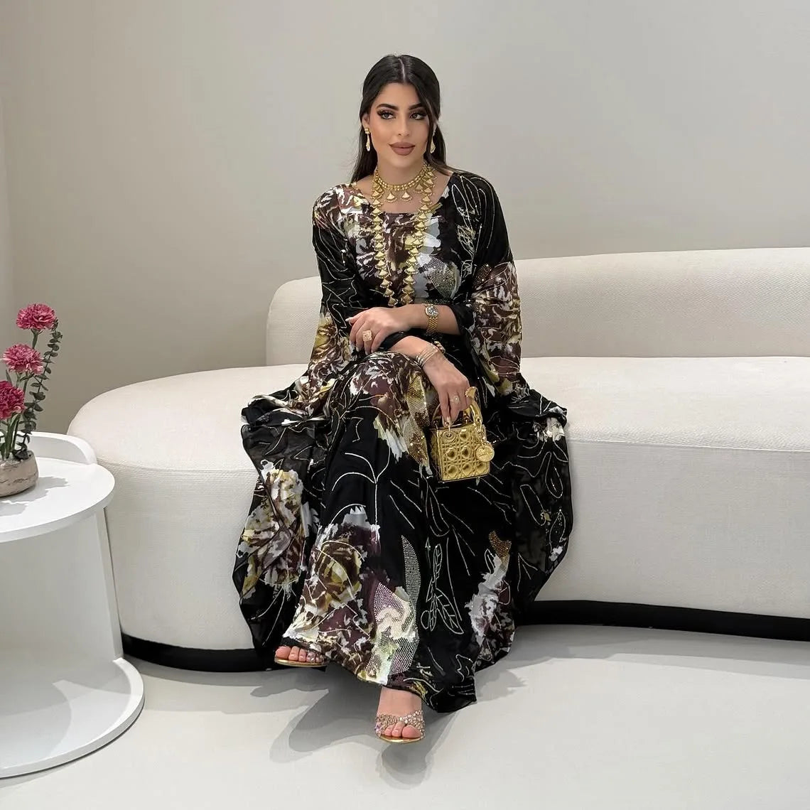 Muslimischen Kleid für Frauen Chiffon Diamant Party Abaya Kleider Arabischen Lange Robe Marokko Dubai Kaftan Vestidos Jalabiya Ramadan Eid.