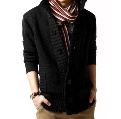 Jackets Apricot Knitted Cardigan Male Solid Color Thick Men's Sweaters with Pockets Streetwear Casual Long Sleeve Cashmere Open.