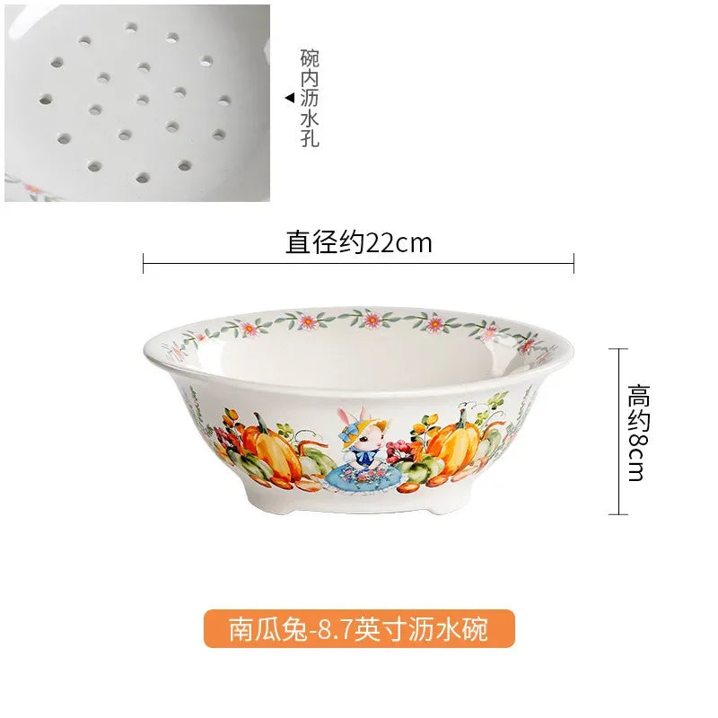 Creative Pumpkin Rabbit Pattern Tableware Garden Style Ceramic Plate Home Cute Dinner Plate Salad Bowl Kitchen Accessories.