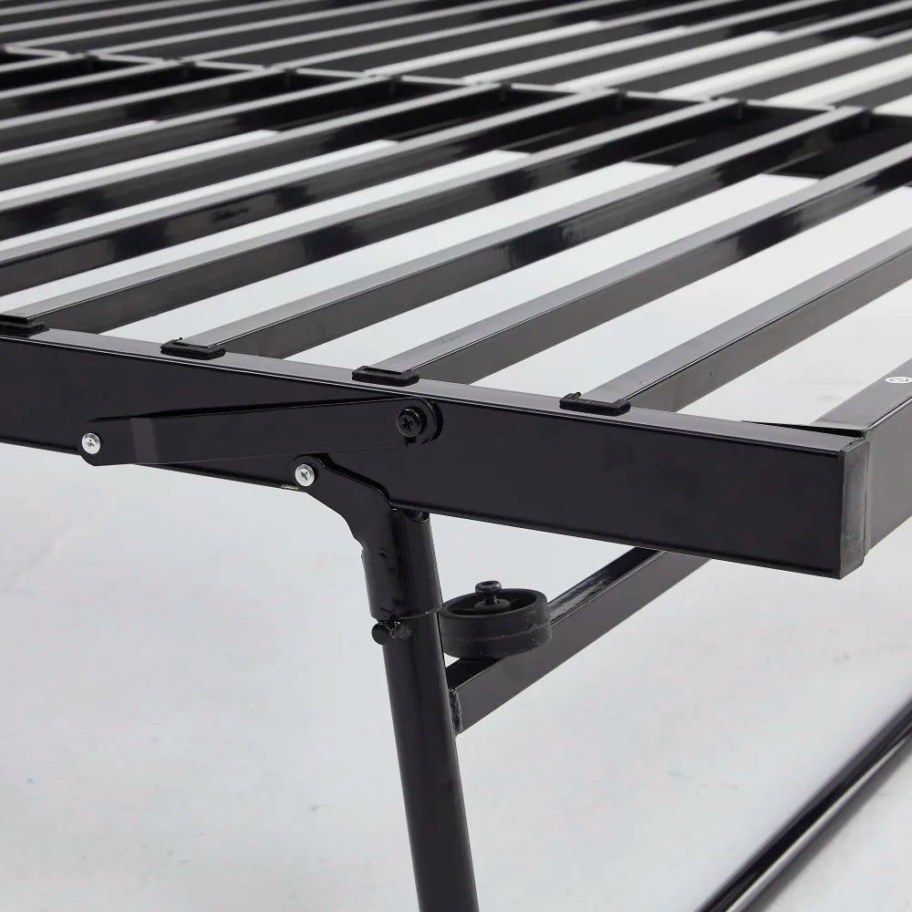 Etagenbett aus Metall, 90 x 200 cm, Etagenbett mit ausklappbarem Bett, erweiterbar auf zwei Einzelbetten oder Erwachsenenbetten, Schwarz