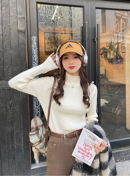 Herbst Winter Pullover Frauen Pullover Langarm Tops Kleidung Schlank Stricken Weiche Jumper Streetwear Taste Rollkragenpullover.