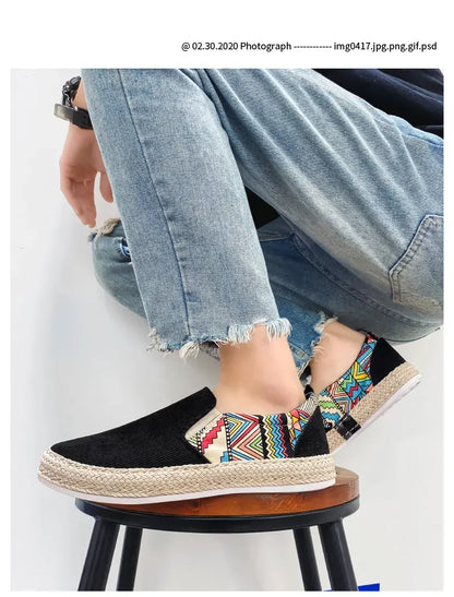 2023Men Turnschuhe Casual Sommer Low-top Cord Schuhe Fischer Schuhe Faul Schuhe Slip-on Tuch Schuhe Trendy männer Schuhe.