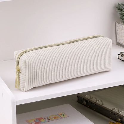 Cord-Federmäppchen, großes Fassungsvermögen, Federmäppchen, Schreibwaren, einfarbig, Trousse, Kawaii, Kalemlik, Schulbedarf, Federmäppchen.
