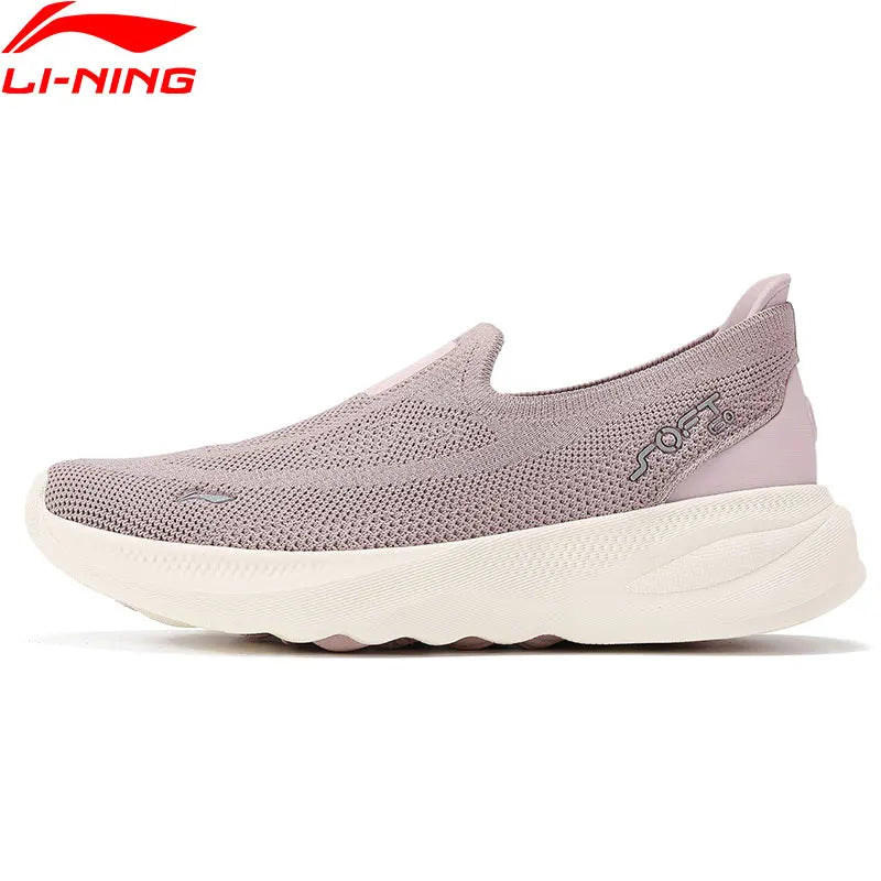 Li-Ning Women SOFT GO 2 KNIT Slip-on Casual Walking Shoes Breathable Cushion Flexible LiNing Comfortable Sports Sneakers AGLV018.