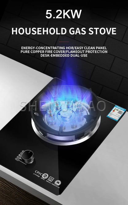 5.2Kw Gas Stove Single Stove Liquefied Petroleum Gas Desktop Embedded Single Natural Gas Gas Stove Household Fierce Fire.