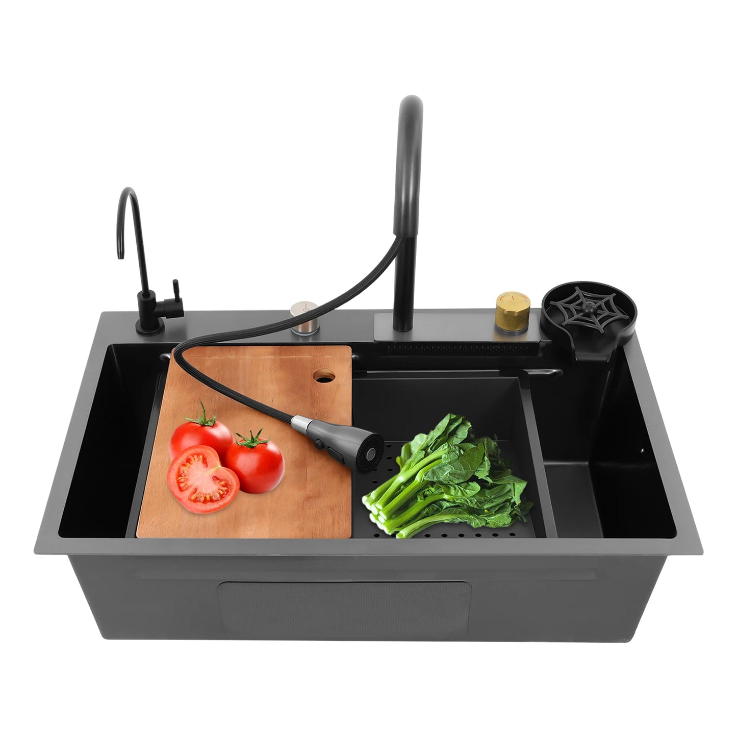 Küchenspüle, Haushaltsspülbecken-Set, obere Montage oder Unterputz-Spüle aus Edelstahl, rostbeständiges Küchenspüle zum Waschen und Reinigen